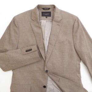 Banana Republic Mens Blazer Sport Coat Brown Elbow Patches Cotton 42L Tailored